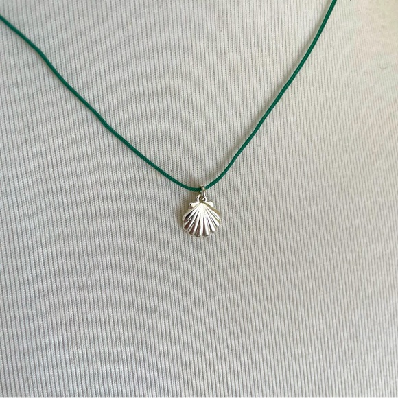 Shell Necklace on Turquoise Cord - Picture 2 of 4